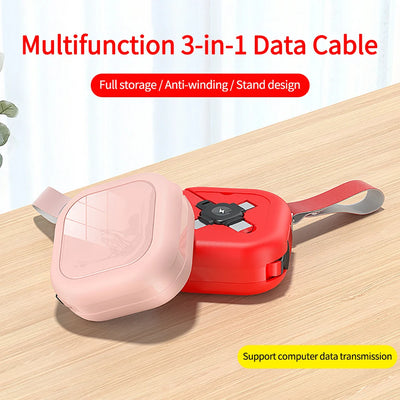 Retractable 3 in 1 USB Fast Charge Data Cable for iPhone