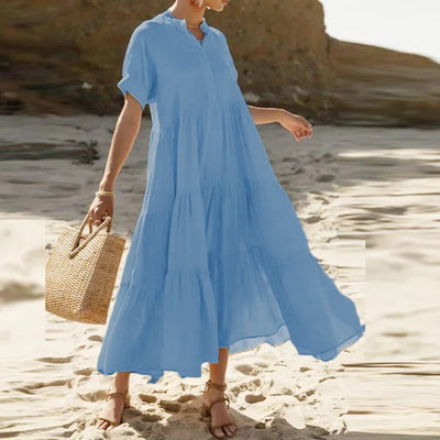 Summer Bohemian Dresses For Women V Neck Casual Long Dress, Plus Sizes