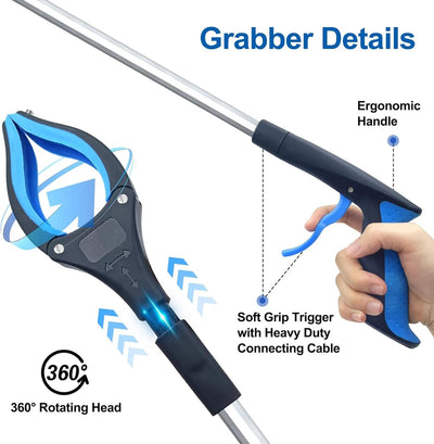 Gripper With 360 ° Rotating Clip.  Grabber Pick Up Tools 80cm Lightweight Foldable Gripper Extender Hand Tool