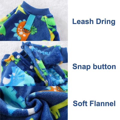 Warm Winter Fleece Dog Jumpsuit for Small Dogs