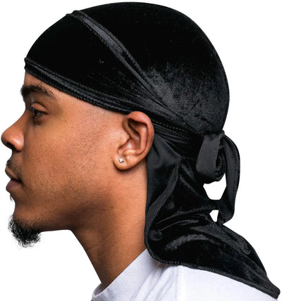 New Unisex Solid Color Soft Velvet Long tail Pirate Hat Breathable Bandana