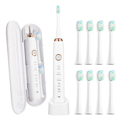 Sonic Electric Toothbrush Smart Ultrasonic Dental Teeth Whitening Rechargeable Adult Tooth Brush Sarmocare S100 With8 Brush Head