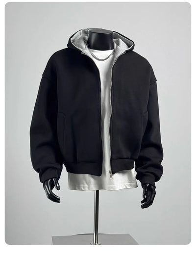 New Cotton Zip Front Hoodie for Men.  Black/Grey Oversized Hoodie 2025