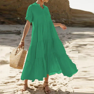 Summer Bohemian Dresses For Women V Neck Casual Long Dress, Plus Sizes