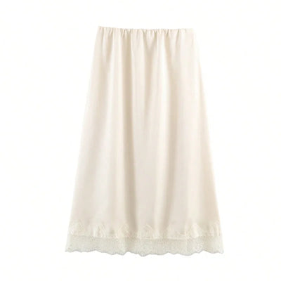 Women's Elegant Fashion Polka Dot Lace Skirt-Luxury Satin High Waist Straight Midi Skirt