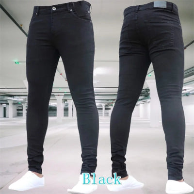 Casual Skinny Zipper Denim Jeans Black/Blue