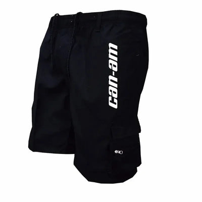Outdoor Shorts, Bike Shorts with Elastic Belts, Baggy Work Shorts with Multiple Pockets, Quick-Drying Printed Sweatpants