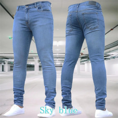 Casual Skinny Zipper Denim Jeans Black/Blue