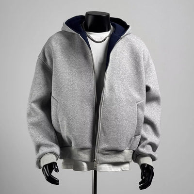 New Cotton Zip Front Hoodie for Men.  Black/Grey Oversized Hoodie 2025