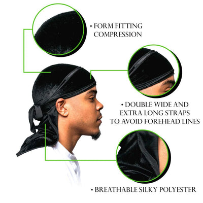 New Unisex Solid Color Soft Velvet Long tail Pirate Hat Breathable Bandana