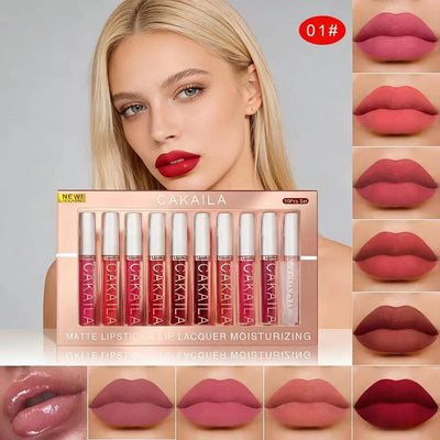 Matte Liquid Lipstick 10pc/set, Waterproof Velvet Long Lasting Lip Gloss