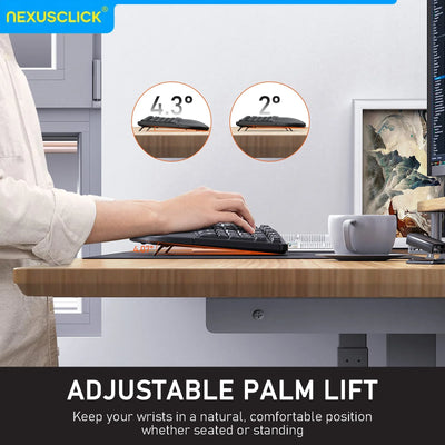 NexusClick Ergonomic Wireless Keyboard Mouse Combo,Split Keyboard,Vertical Mice,2.4G/BT,Type-C Rechargeable for Office PC Laptop