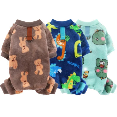 Warm Winter Fleece Dog Jumpsuit for Small Dogs