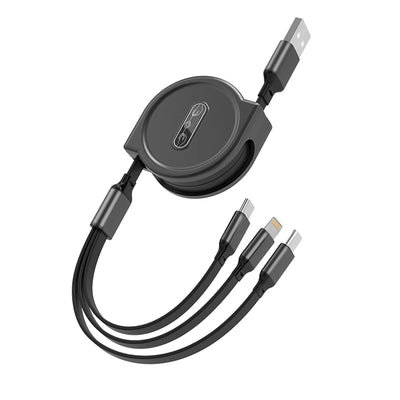 3 In 1 Retractable USB Cable Data Cord For iPhone-Multi Port Charging Adapter