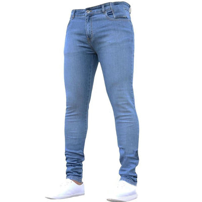 Casual Skinny Zipper Denim Jeans Black/Blue