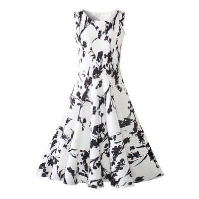 Women's Summer Dress, Floral Print Retro Swing Casual