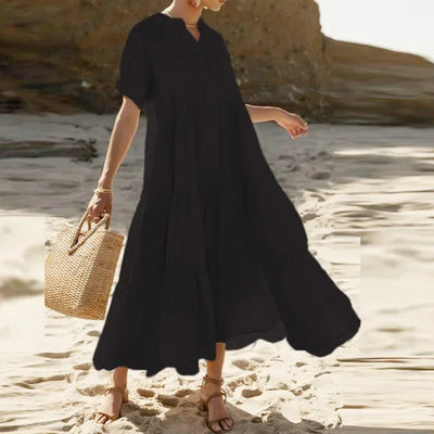 Summer Bohemian Dresses For Women V Neck Casual Long Dress, Plus Sizes