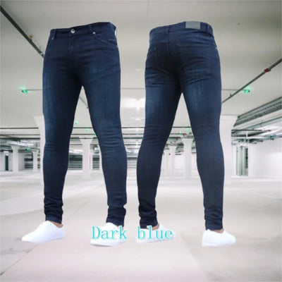 Casual Skinny Zipper Denim Jeans Black/Blue