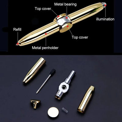 LED Fingertip Spinning Pen-Fidget Gyro Stress Relief Pen-Decompression Toy for Office School Daily