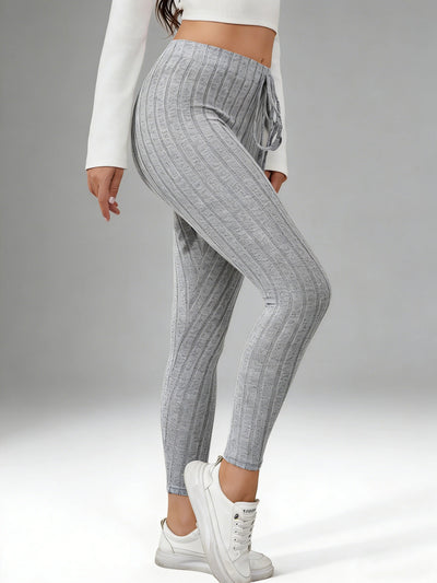 Women's spring Casual Every Day Stretchy Leggings Solid Color Sports pants with Elastic Waist Comfortable Stylish Casual Wear
