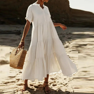 Summer Bohemian Dresses For Women V Neck Casual Long Dress, Plus Sizes