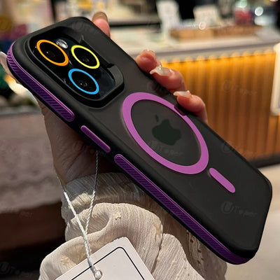 New Bicolor Matte Frosted Magnetic Phone Case For iPhone 17 16 15 14 Plus Pro Max