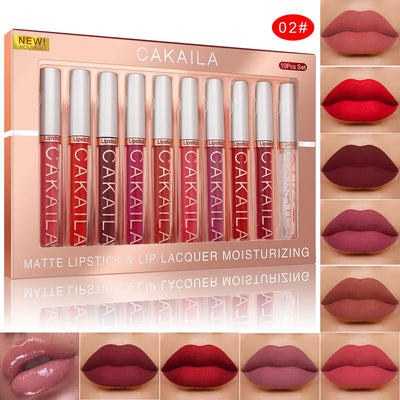 Matte Liquid Lipstick 10pc/set, Waterproof Velvet Long Lasting Lip Gloss