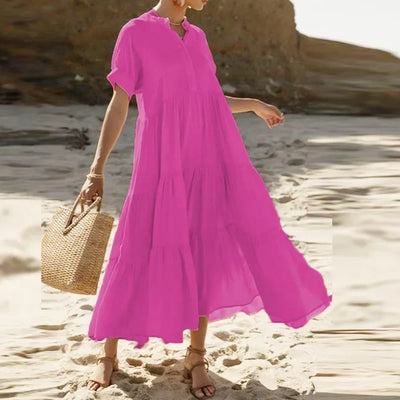 Summer Bohemian Dresses For Women V Neck Casual Long Dress, Plus Sizes