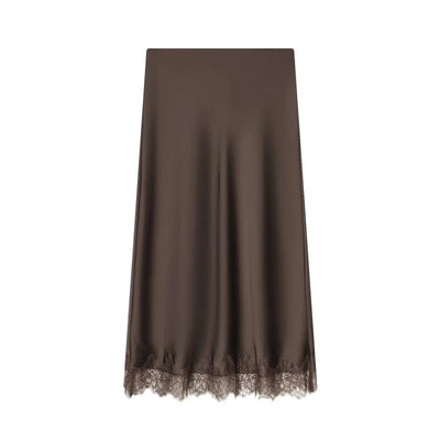 Women's Elegant Fashion Polka Dot Lace Skirt-Luxury Satin High Waist Straight Midi Skirt