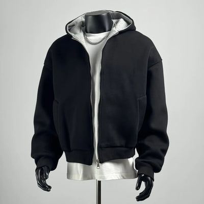 New Cotton Zip Front Hoodie for Men.  Black/Grey Oversized Hoodie 2025