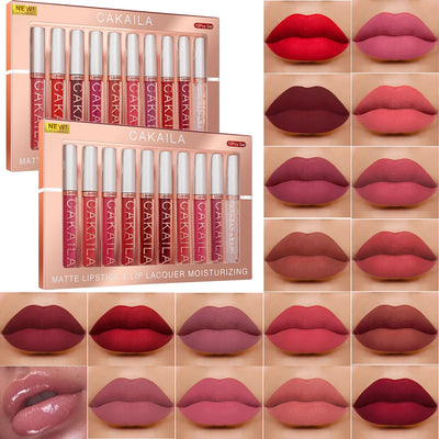 Matte Liquid Lipstick 10pc/set, Waterproof Velvet Long Lasting Lip Gloss