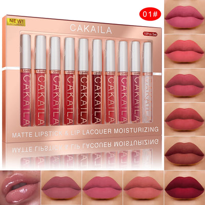 Matte Liquid Lipstick 10pc/set, Waterproof Velvet Long Lasting Lip Gloss