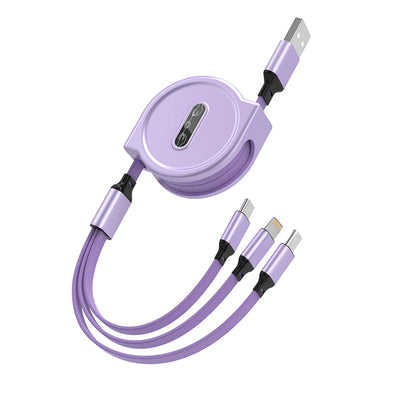 3 In 1 Retractable USB Cable Data Cord For iPhone-Multi Port Charging Adapter