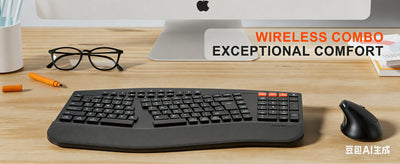 NexusClick Ergonomic Wireless Keyboard Mouse Combo,Split Keyboard,Vertical Mice,2.4G/BT,Type-C Rechargeable for Office PC Laptop