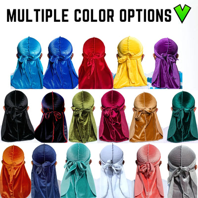 New Unisex Solid Color Soft Velvet Long tail Pirate Hat Breathable Bandana