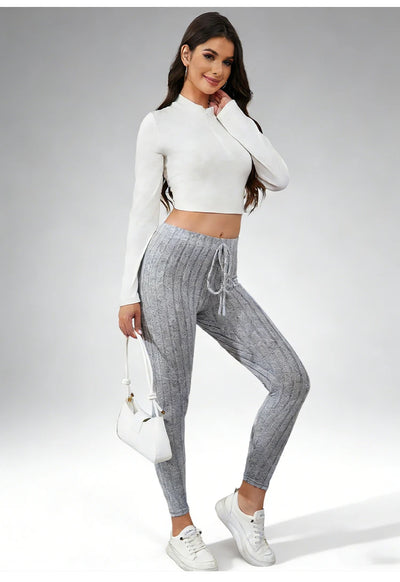 Women's spring Casual Every Day Stretchy Leggings Solid Color Sports pants with Elastic Waist Comfortable Stylish Casual Wear