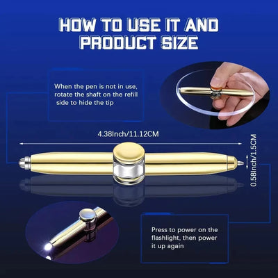 LED Fingertip Spinning Pen-Fidget Gyro Stress Relief Pen-Decompression Toy for Office School Daily