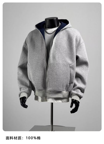 New Cotton Zip Front Hoodie for Men.  Black/Grey Oversized Hoodie 2025