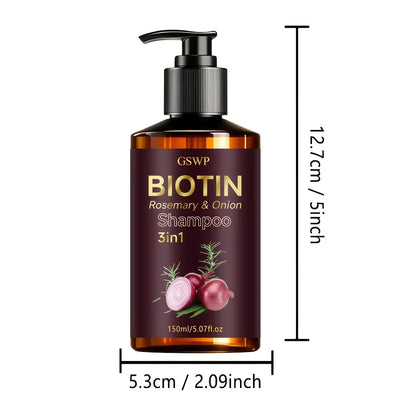 GSWP 3in1 Biotin Rosemary & Onion Shampoo. Deeply Cleanses Scalp, Controls Excess Oil, Moisturizes, Softens and Nourishes. 150ml