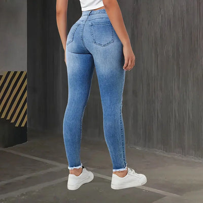 Fashion Skinny Ripped Jeans for Women-Stretchy High Waisted
