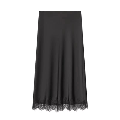 Women's Elegant Fashion Polka Dot Lace Skirt-Luxury Satin High Waist Straight Midi Skirt