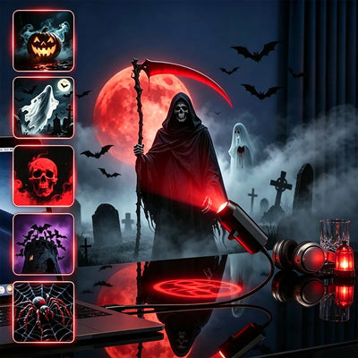 Projection Light 5V USB Night Lamp Halloween  Ambiance Night Light Skull Ghost Spider Bat Switchable Pattern Projection Lighting