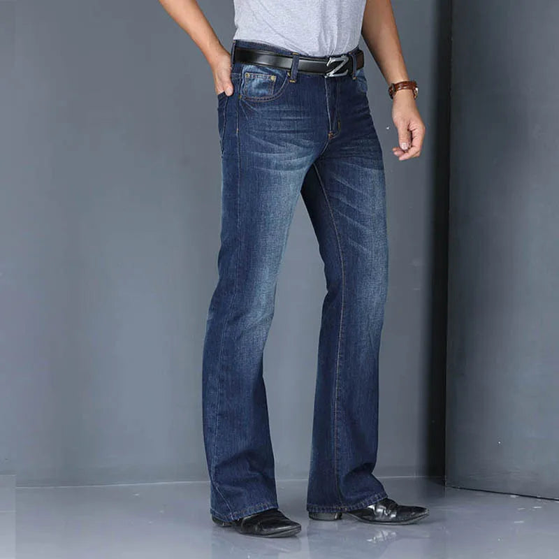 Denim Flared Jeans Classic Men's Loose Boot Cut Denim Pants