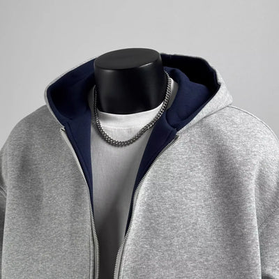 New Cotton Zip Front Hoodie for Men.  Black/Grey Oversized Hoodie 2025
