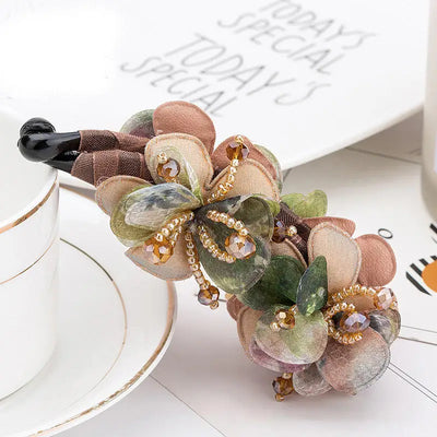 Flower Banana Clip Ponytail Holder-Vertical Hair Clips