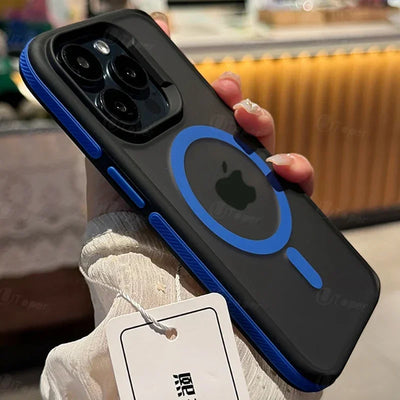 New Bicolor Matte Frosted Magnetic Phone Case For iPhone 17 16 15 14 Plus Pro Max