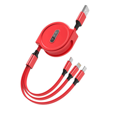 3 In 1 Retractable USB Cable Data Cord For iPhone-Multi Port Charging Adapter