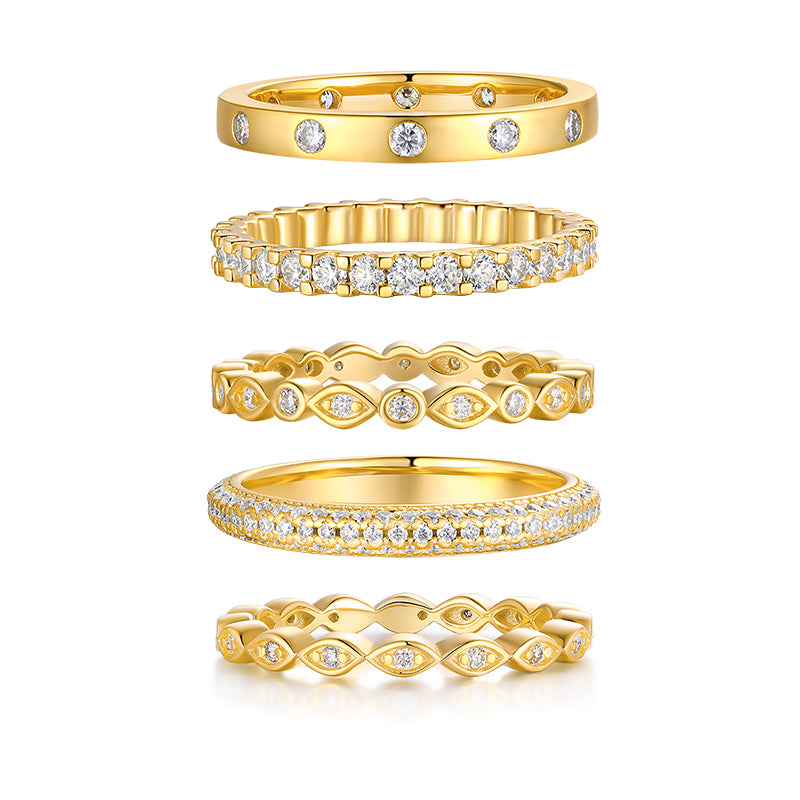 1Starlight Golden Melody - Fashionable Men And Women Ring And Ring Jewelry Set With Moissanite S925 Sterling Silver And Gold-plated Diamond Prohibit Tk Sales
