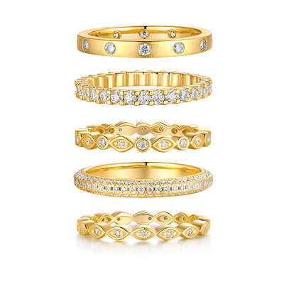 1Starlight Golden Melody - Fashionable Men And Women Ring And Ring Jewelry Set With Moissanite S925 Sterling Silver And Gold-plated Diamond Prohibit Tk Sales