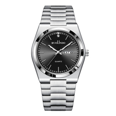 Ultra-thin Butterfly-clasp Steel-band Quartz Mens Watch